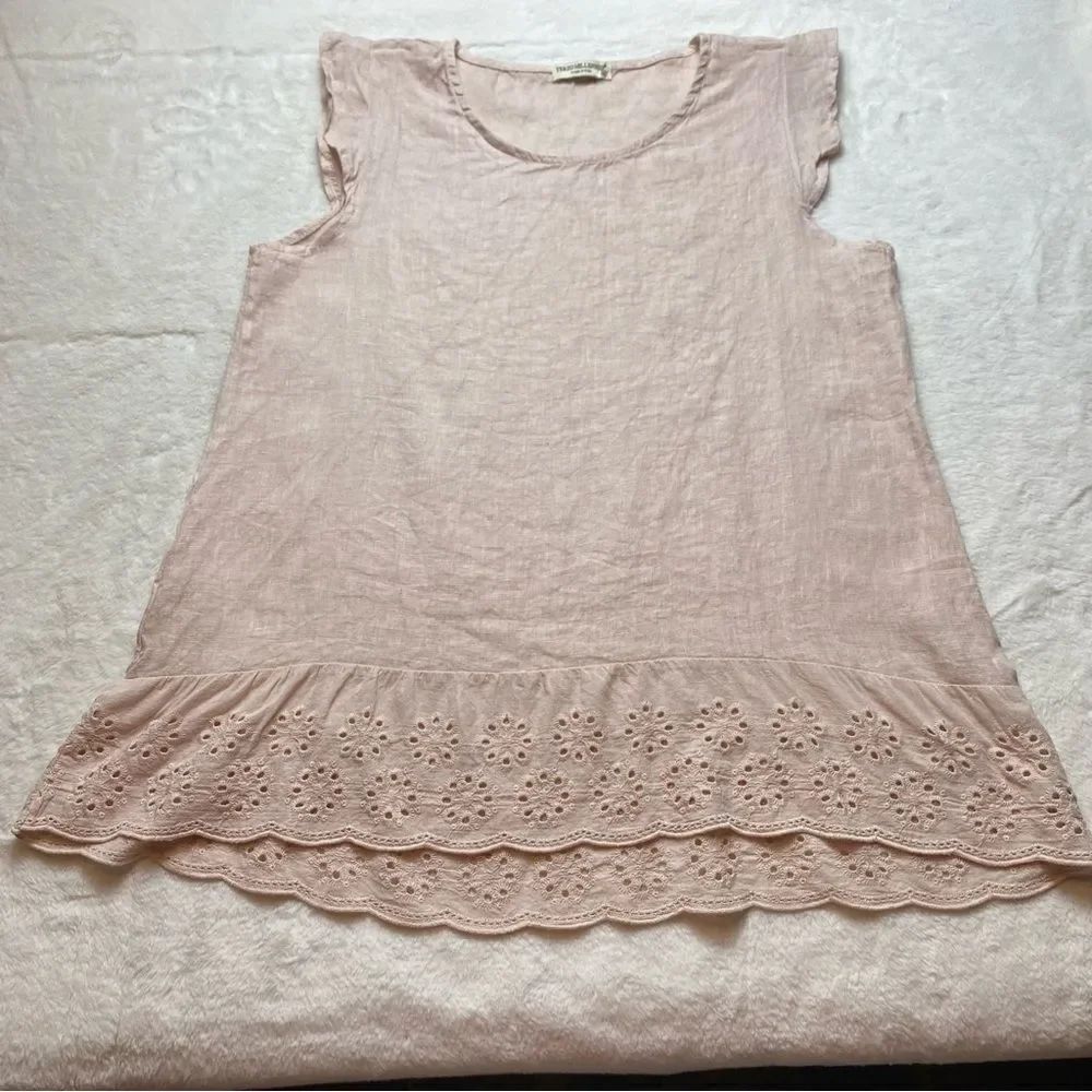 Terzo Millenio Made In Italy Blush Pink Linen Top Size Medium - Picture 1 of 10